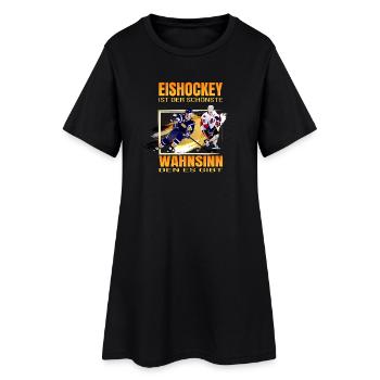 Eishockey ist der schönste Wahnsinn den es gibt - Frauen T-Shirt-Kleid - Schwarz - Vorne