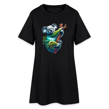 Koala - Frauen T-Shirt-Kleid - Schwarz - Vorne