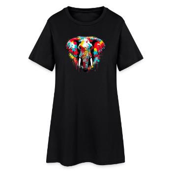 Éléphant - Robe T-shirt Femme - noir - Devant