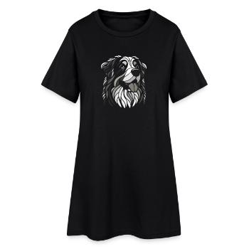 Tête de chien bouvier bernois noir et blanc - Robe T-shirt Femme - noir - Devant