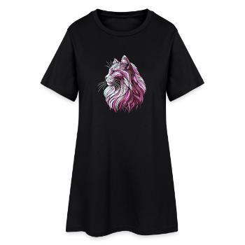 Tête de chat rose art géométrique polygones - Robe T-shirt Femme - noir - Devant