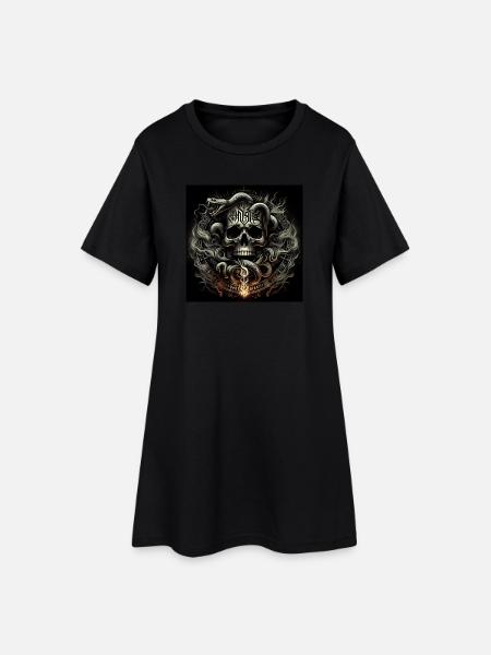 Totenkopf und Schlangen - Frauen T-Shirt-Kleid - Schwarz