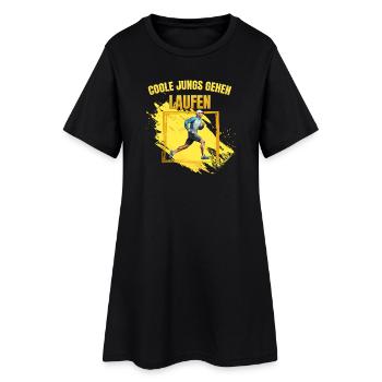 Coole Jungs gehen Laufen - Frauen T-Shirt-Kleid - Schwarz - Vorne