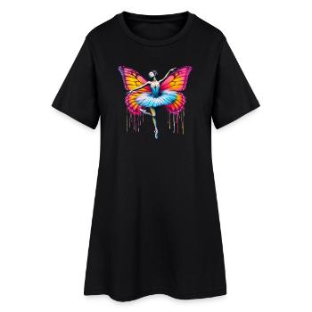 Ballerina mit Schmetterlingsflügeln, Schmetterlingen, Tutu - Frauen T-Shirt-Kleid - Schwarz - Vorne