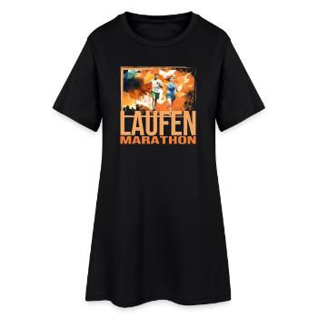 Laufen - Marathon - Frauen T-Shirt-Kleid - Schwarz - Vorne