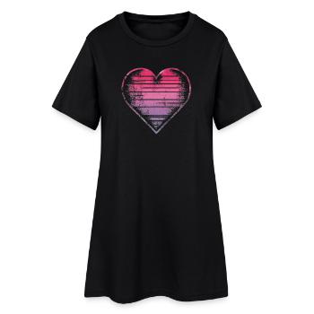 Pastel Watercolor Heart Design - Women’s T-Shirt Dress - black - Front