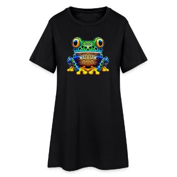 Frosch - Frauen T-Shirt-Kleid - Schwarz - Vorne