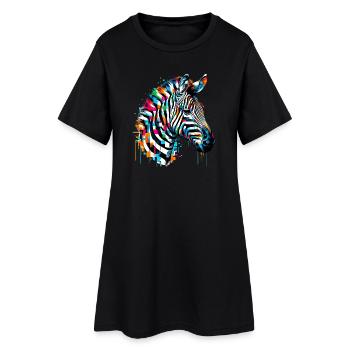 Zebra - Frauen T-Shirt-Kleid - Schwarz - Vorne