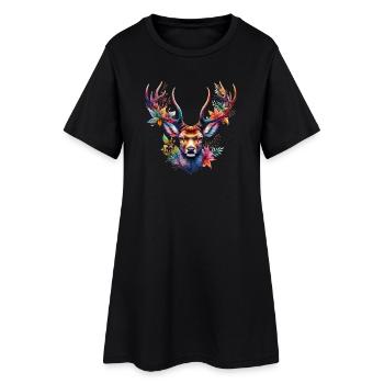 Cerf - Robe T-shirt Femme - noir - Devant