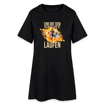 Eins mit dem Sport - Laufen - Frauen T-Shirt-Kleid - Schwarz - Vorne