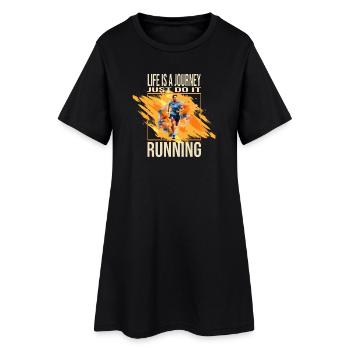 Life is a journey - Running - Frauen T-Shirt-Kleid - Schwarz - Vorne