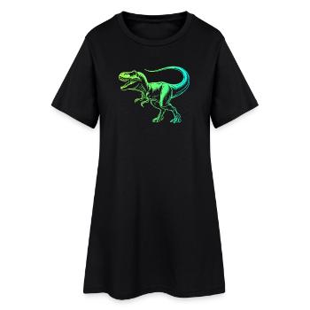 dinosaure tyrannosaure rex, t-rex vert bleu - Robe T-shirt Femme - noir - Devant
