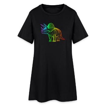 dinosaure triceratops arc-en-ciel - Robe T-shirt Femme - noir - Devant