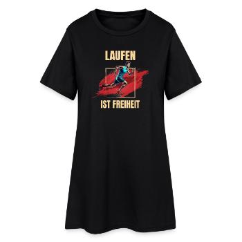 Laufen ist Freiheit - Frauen T-Shirt-Kleid - Schwarz - Vorne