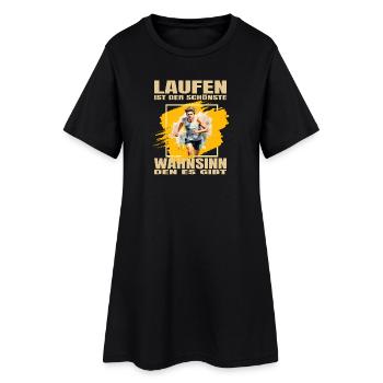 Laufen ist der schönste Wahnsinn den es gibt - Frauen T-Shirt-Kleid - Schwarz - Vorne