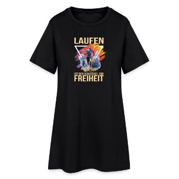 Laufen ist der Schlüssel der Freiheit - Frauen T-Shirt-Kleid - Schwarz - Vorne