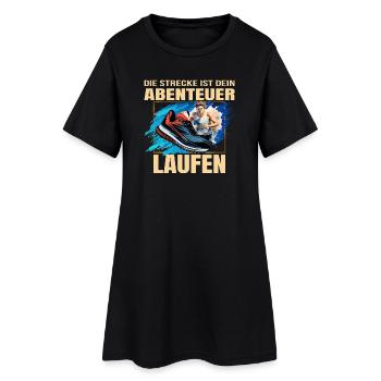 Laufen: Die Strecke ist dein Abenteuer - Frauen T-Shirt-Kleid - Schwarz - Vorne