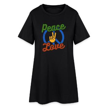 Frieden, Liebe - Frauen T-Shirt-Kleid - Schwarz - Vorne