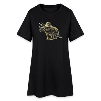 Triceratops Dinosaur Drawing - Women’s T-Shirt Dress - black - Front