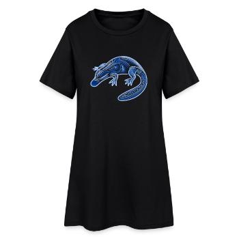 ornithorynque motifs aborigènes tribal bleu - Robe T-shirt Femme - noir - Devant