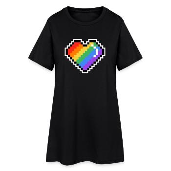 Cœur arc-en-ciel Pixel - Robe T-shirt Femme - noir - Devant