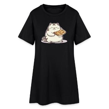 Le gros chat blanc aime sa pizza plus que tout - Robe T-shirt Femme - noir - Devant