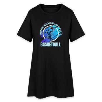 Basketball: Mein Herz schlägt im Takt des Balls - Frauen T-Shirt-Kleid - Schwarz - Vorne