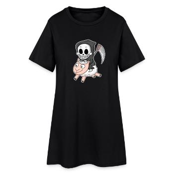 Motif de mouton de la Faucheuse - Robe T-shirt Femme - noir - Devant