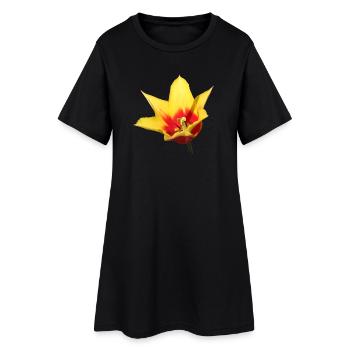 Tulipe – Réveil printanier en couleur - Robe T-shirt Femme - noir - Devant