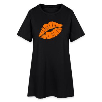 Rouge à lèvres orange Smooch Kiss Mark Love Statement - Robe T-shirt Femme - noir - Devant