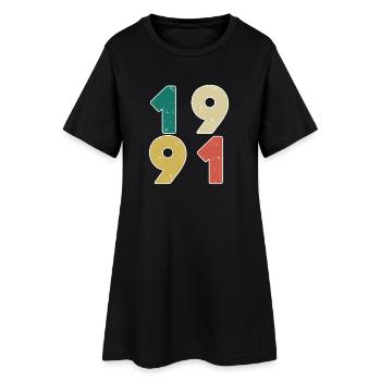 1991 - Jahrgang 1991 - Baujahr 1991 - Frauen T-Shirt-Kleid - Schwarz - Vorne