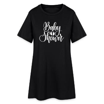 Motif Naissance et Empreintes de Bébé - Robe T-shirt Femme - noir - Devant