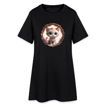 Kätzchen im Stachelring - Frauen T-Shirt-Kleid - Schwarz - Vorne
