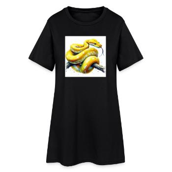 Python jaune - Robe T-shirt Femme - noir - Devant