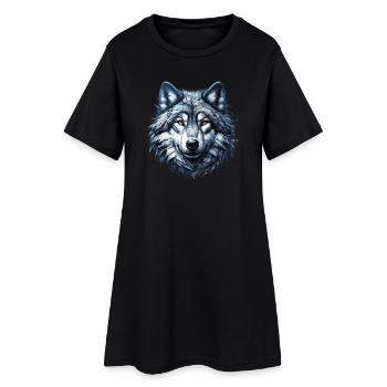 Wolf - Frauen T-Shirt-Kleid - Schwarz - Vorne