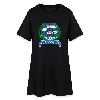 Griechenland Fußball - Frauen T-Shirt-Kleid - Schwarz - Vorne