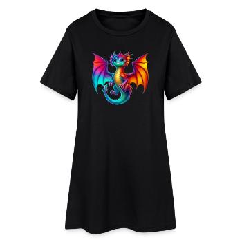 Drache - Frauen T-Shirt-Kleid - Schwarz - Vorne