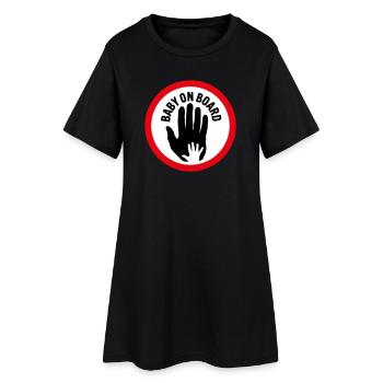 Bébé à bord main dans la main - Robe T-shirt Femme - noir - Devant