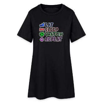 Eat Sleep Watch EM Repeat - Frauen T-Shirt-Kleid - Schwarz - Vorne