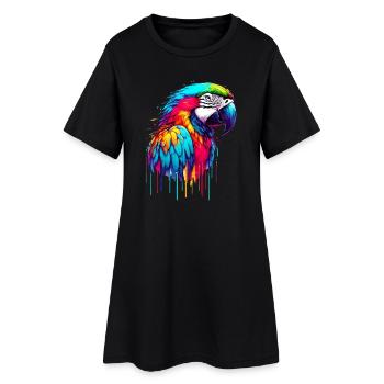 Papagei - Frauen T-Shirt-Kleid - Schwarz - Vorne