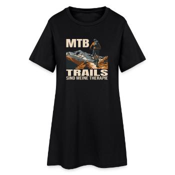 MTB - Trails sind meine Therapie - Frauen T-Shirt-Kleid - Schwarz - Vorne