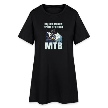 MTB: Lebe den Moment, spüre den Trail - Frauen T-Shirt-Kleid - Schwarz - Vorne