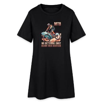MTB: Wo die Straße endet beginnt mein Abenteuer - Frauen T-Shirt-Kleid - Schwarz - Vorne