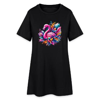 Flamant - Robe T-shirt Femme - noir - Devant