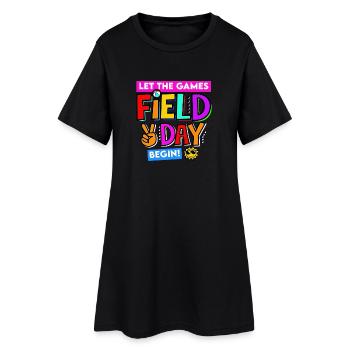 School Field Days Let the Games Begin Teacher 2024 - Women’s T-Shirt Dress - black - Front