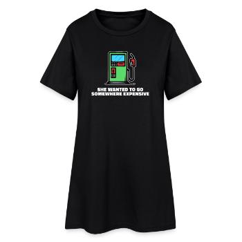 Zapfsäule Energie Tanken Statement Tankstelle - Frauen T-Shirt-Kleid - Schwarz - Vorne