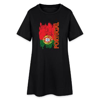 Portugal Flagge - Frauen T-Shirt-Kleid - Schwarz - Vorne