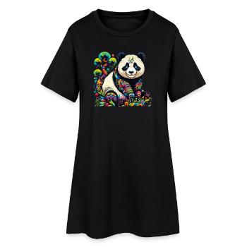 Panda - Frauen T-Shirt-Kleid - Schwarz - Vorne