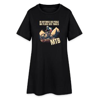 Im Rhythmus der Pedale - Im Fluss des Trails - Frauen T-Shirt-Kleid - Schwarz - Vorne