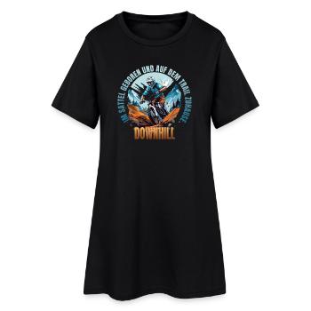 Im dem Sattel geboren und auf dem Trail Zuhause - Frauen T-Shirt-Kleid - Schwarz - Vorne